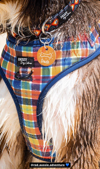 DOG HARNESS | Country Plaid | Neck Adjustable Dog Harness | Canvas & Neoprene-Fabric Harness-Dizzy Dog Collars