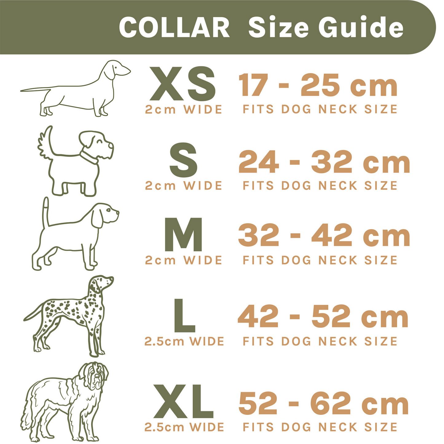 Vegan Leather Green Dog Collar Size Guide - Chasing Winter