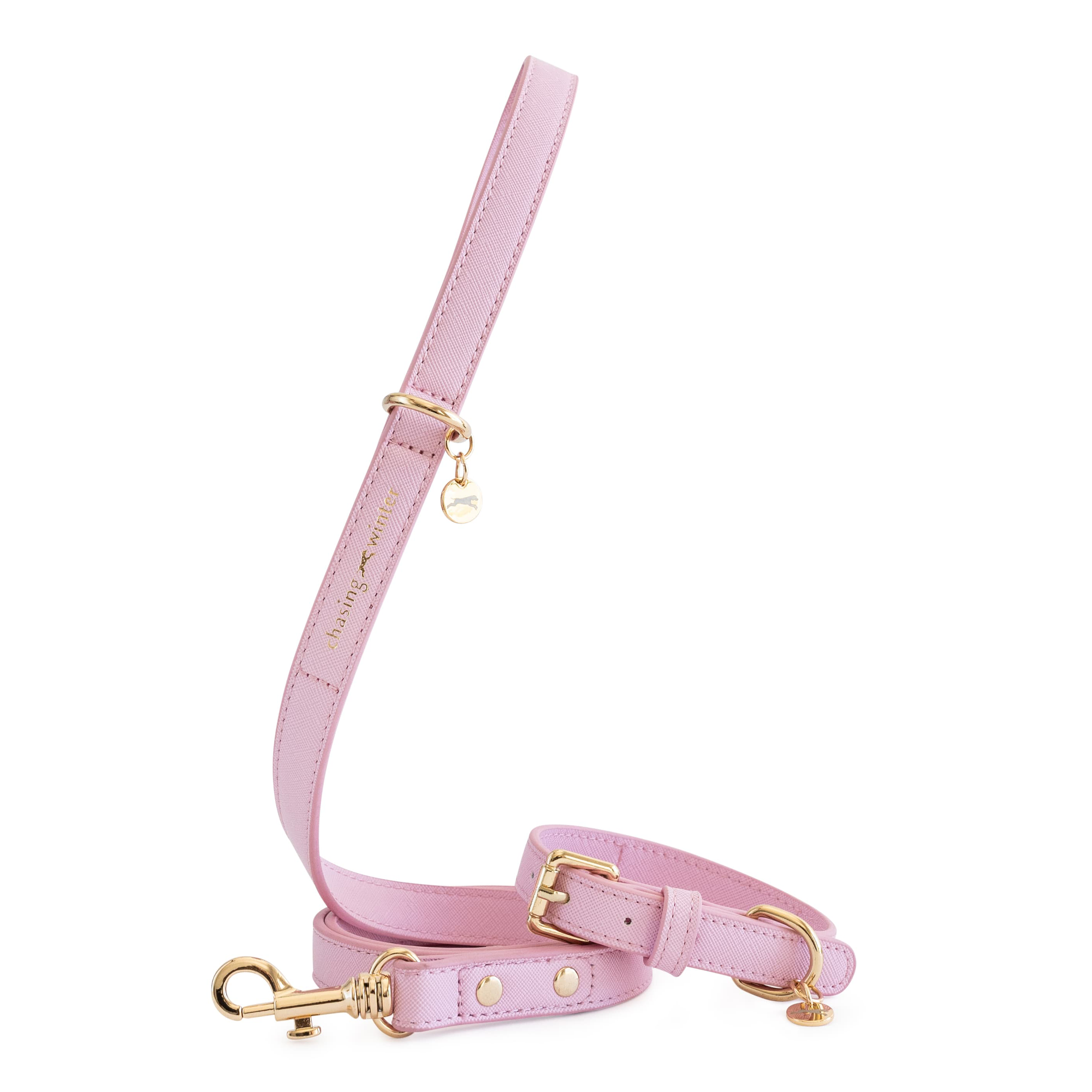 pink dog collar and lead bundle - chasing winter
